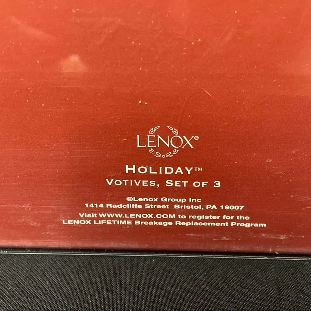Lenox Holiday Votives Set of 3 Holly Leaves & Berries Christmas Seasonal Classic